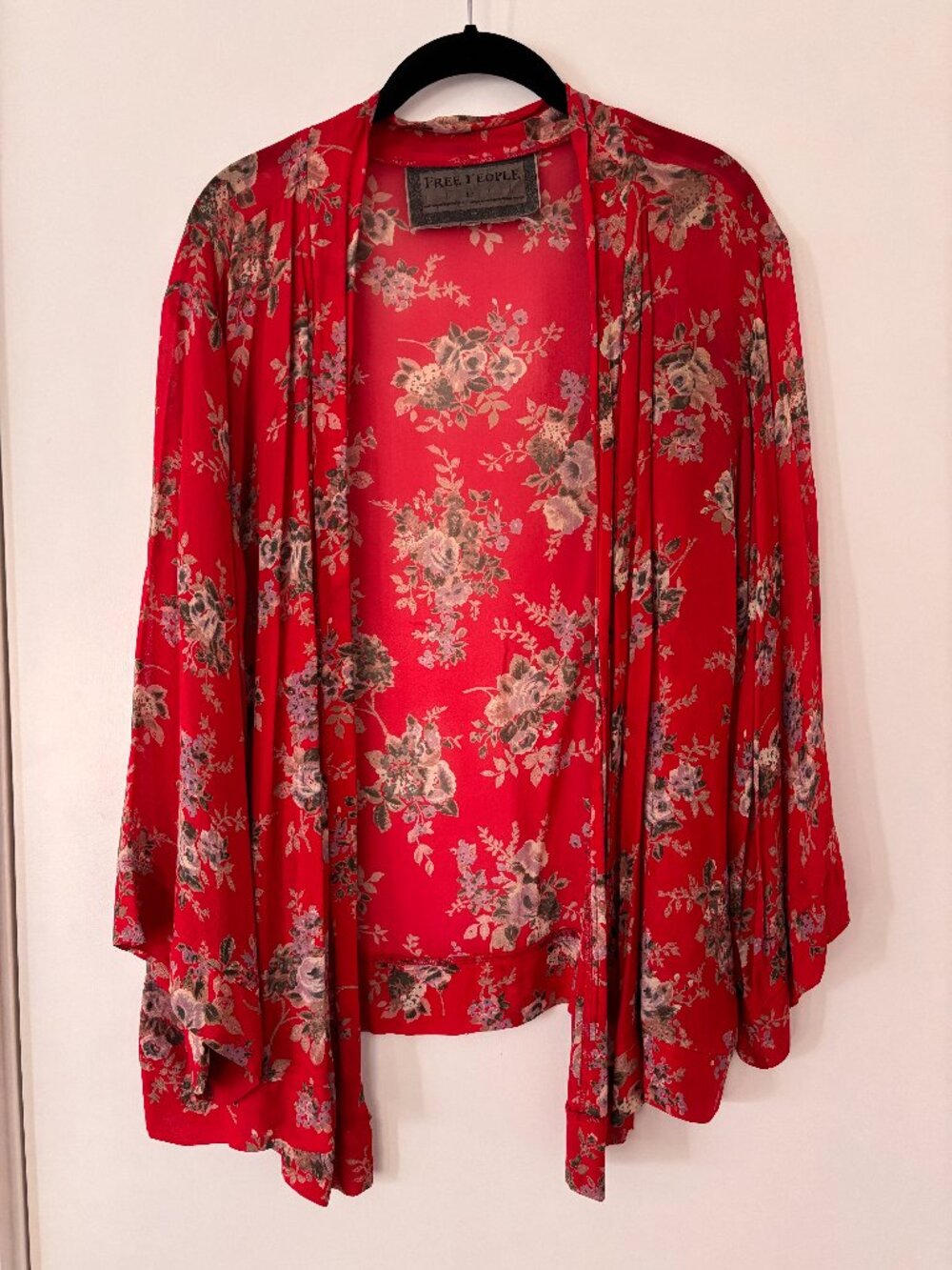 Red Floral Free People Kimono, size SP